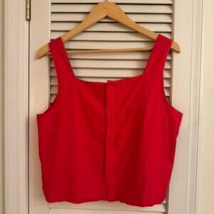 Red Gap Linen Cropped Blouse